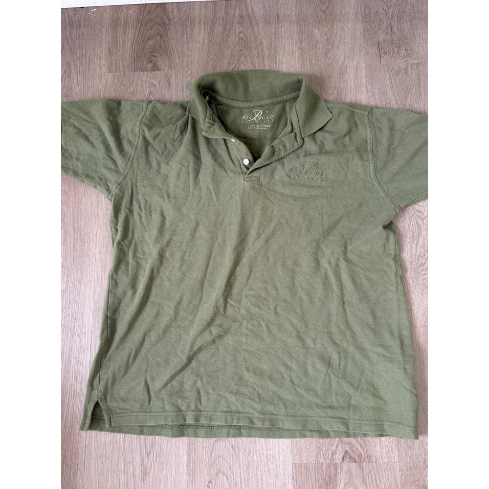 Bellagio Las Vegas Mens Polo Shirt Medium Olive Green Cotton Pique Short Sleeve